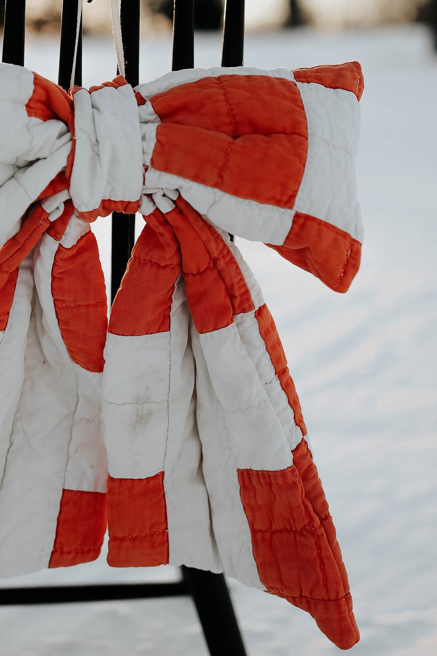 Vintage Orange Patch Quilt Bow