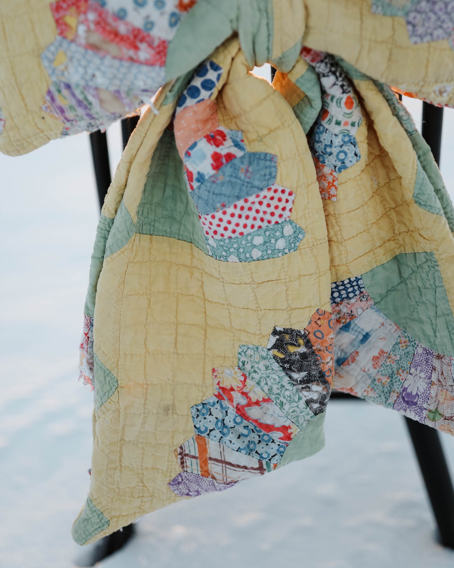 Vintage Yellow Fan Quilt Bow