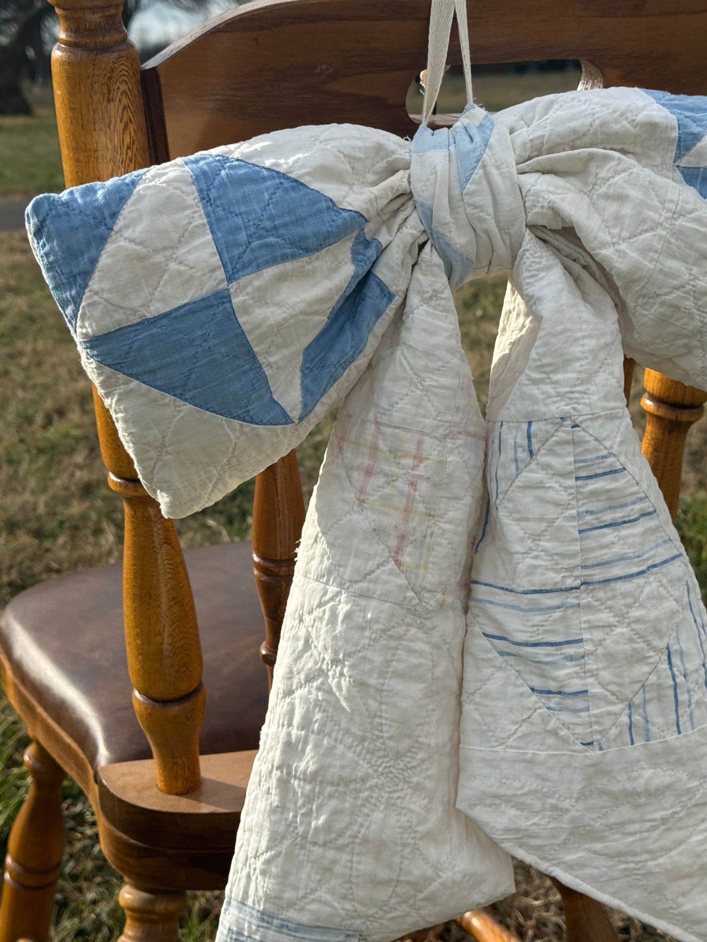 Vintage Blue + White Quilt Bow