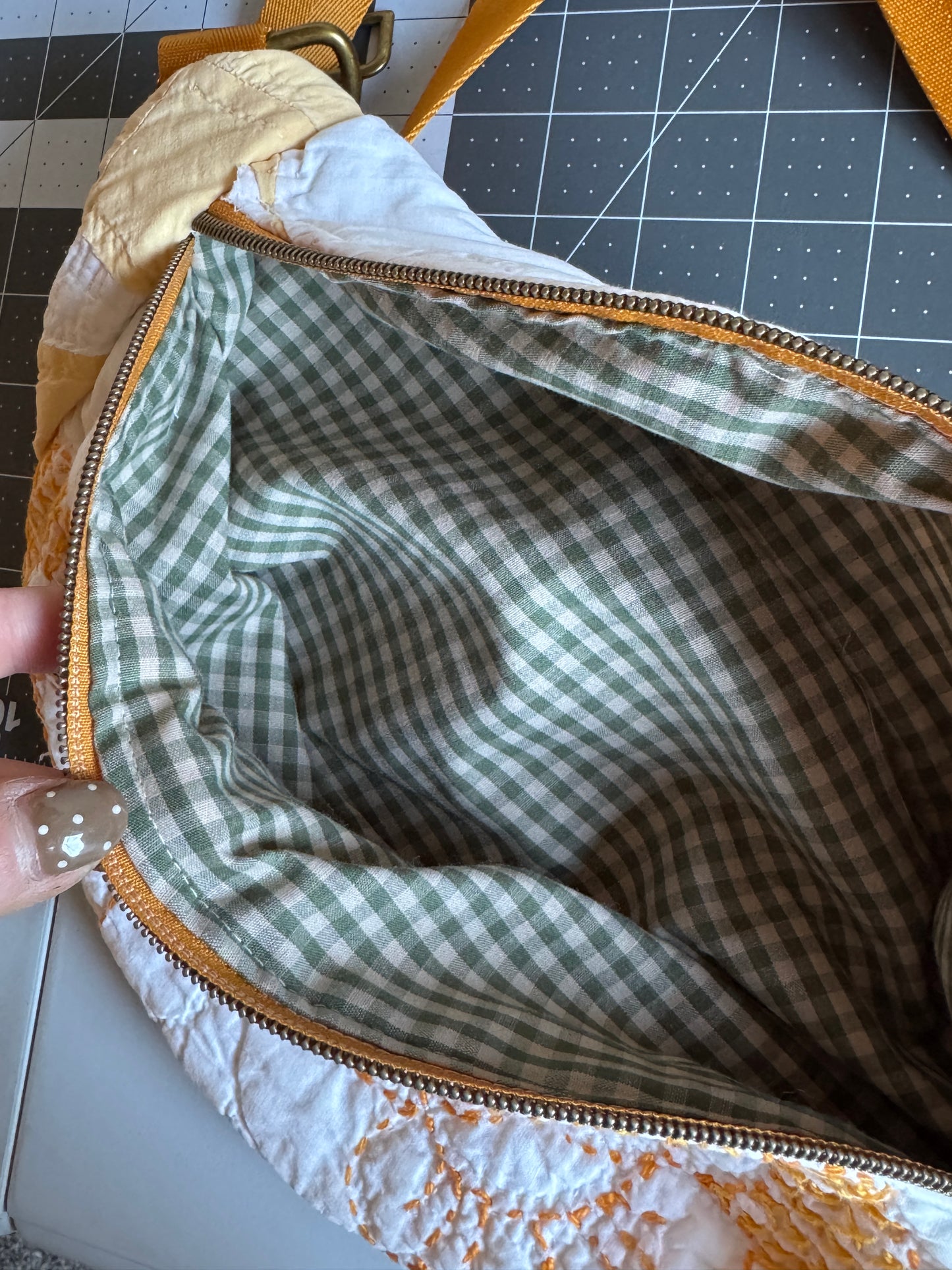 Yellow Embroidered Quilt Belt Bag