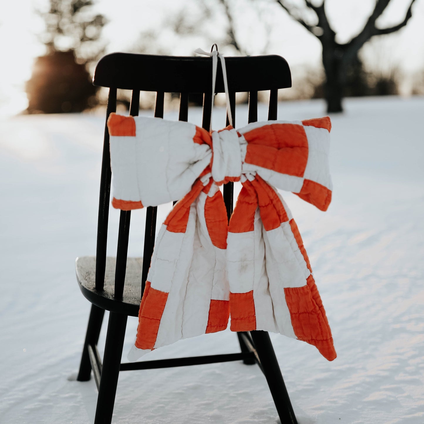 Vintage Orange Patch Quilt Bow