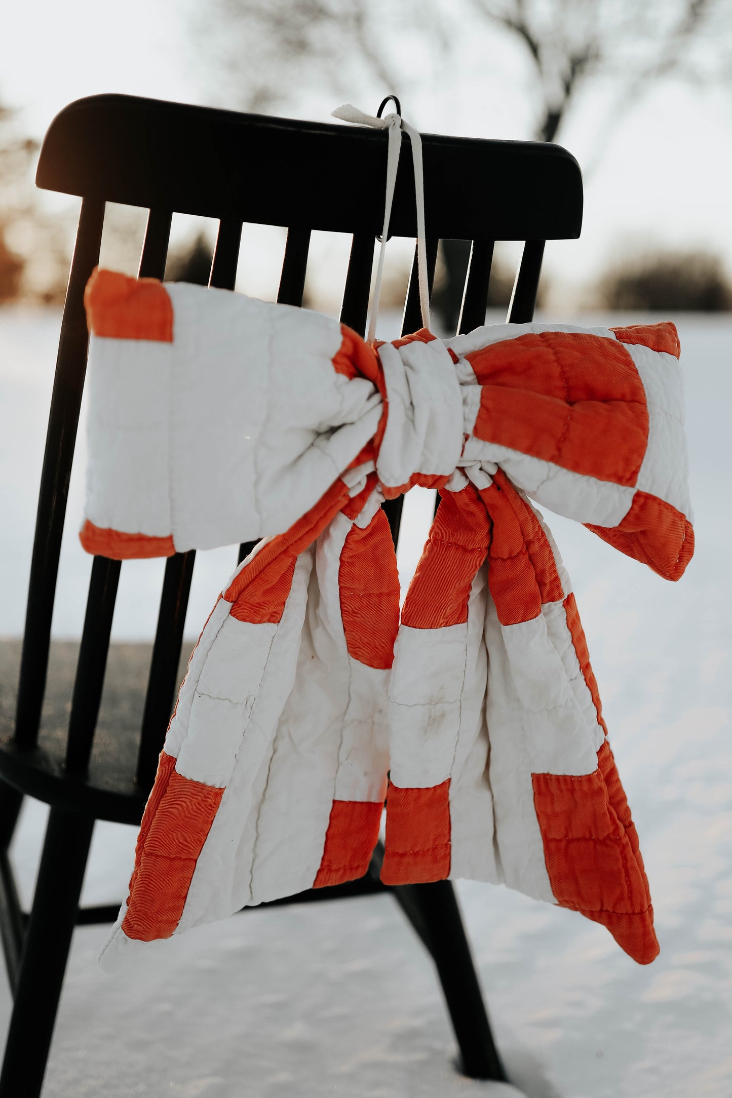 Vintage Orange Patch Quilt Bow