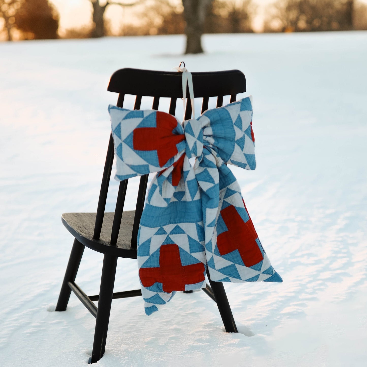 Vintage Red + Blue Quilt Bow