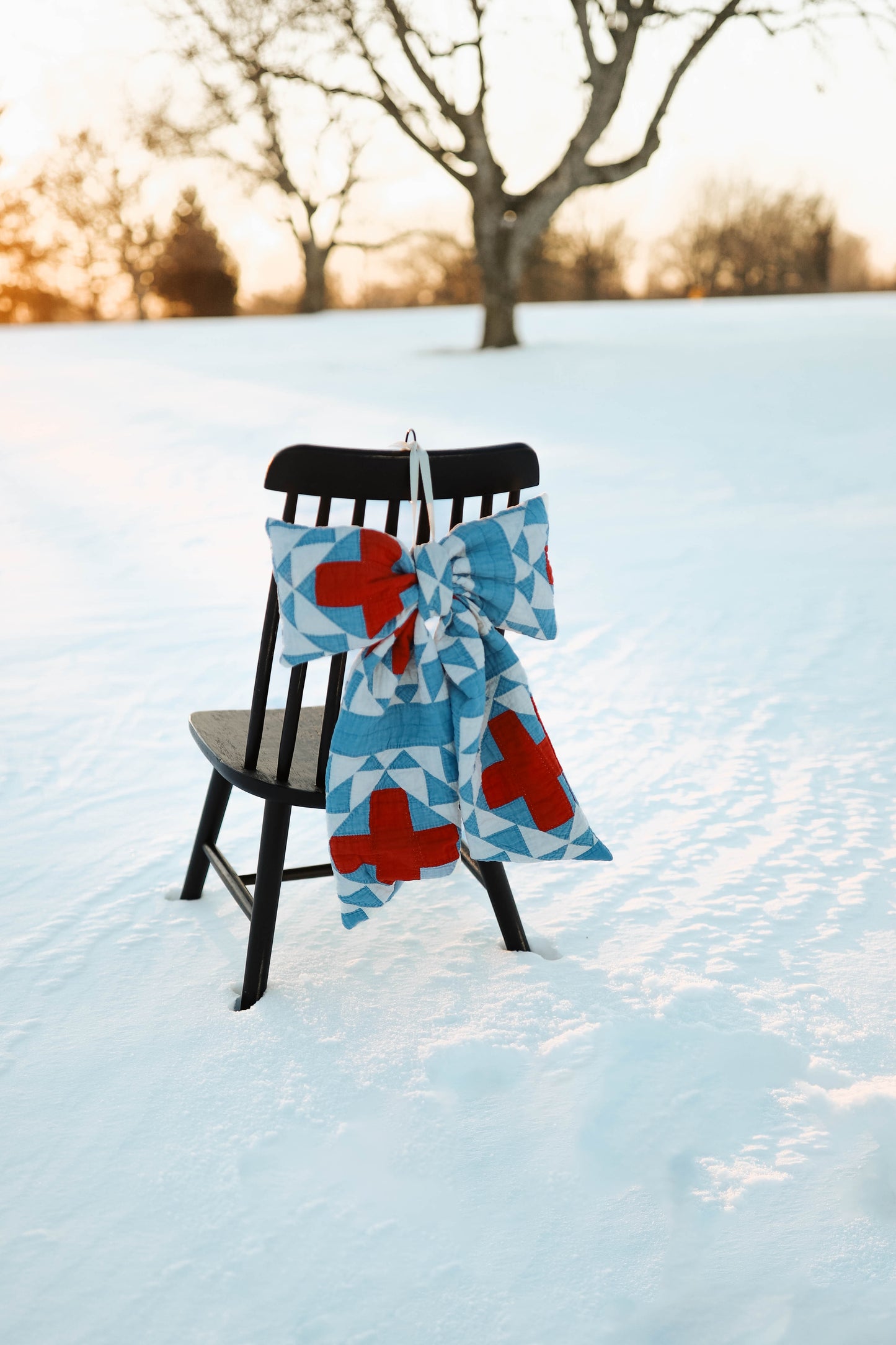 Vintage Red + Blue Quilt Bow
