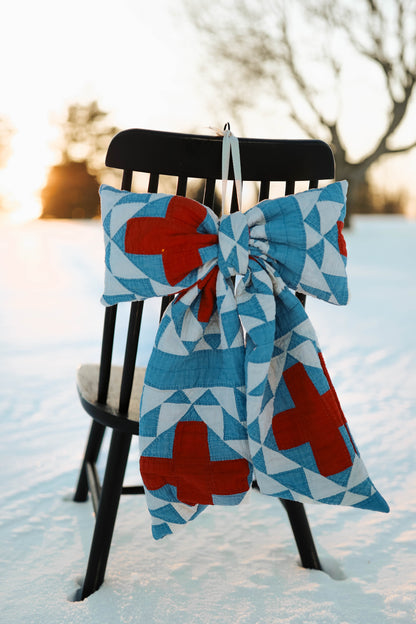 Vintage Red + Blue Quilt Bow