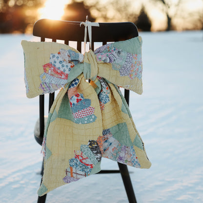 Vintage Yellow Fan Quilt Bow