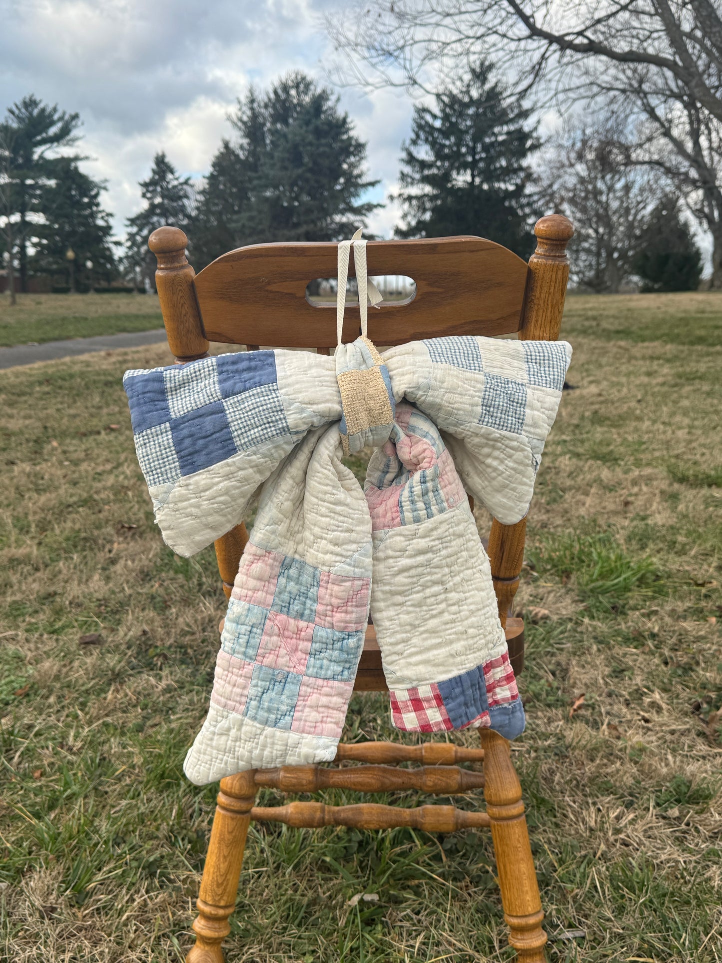 Vintage Nine Patch Quilt Bow