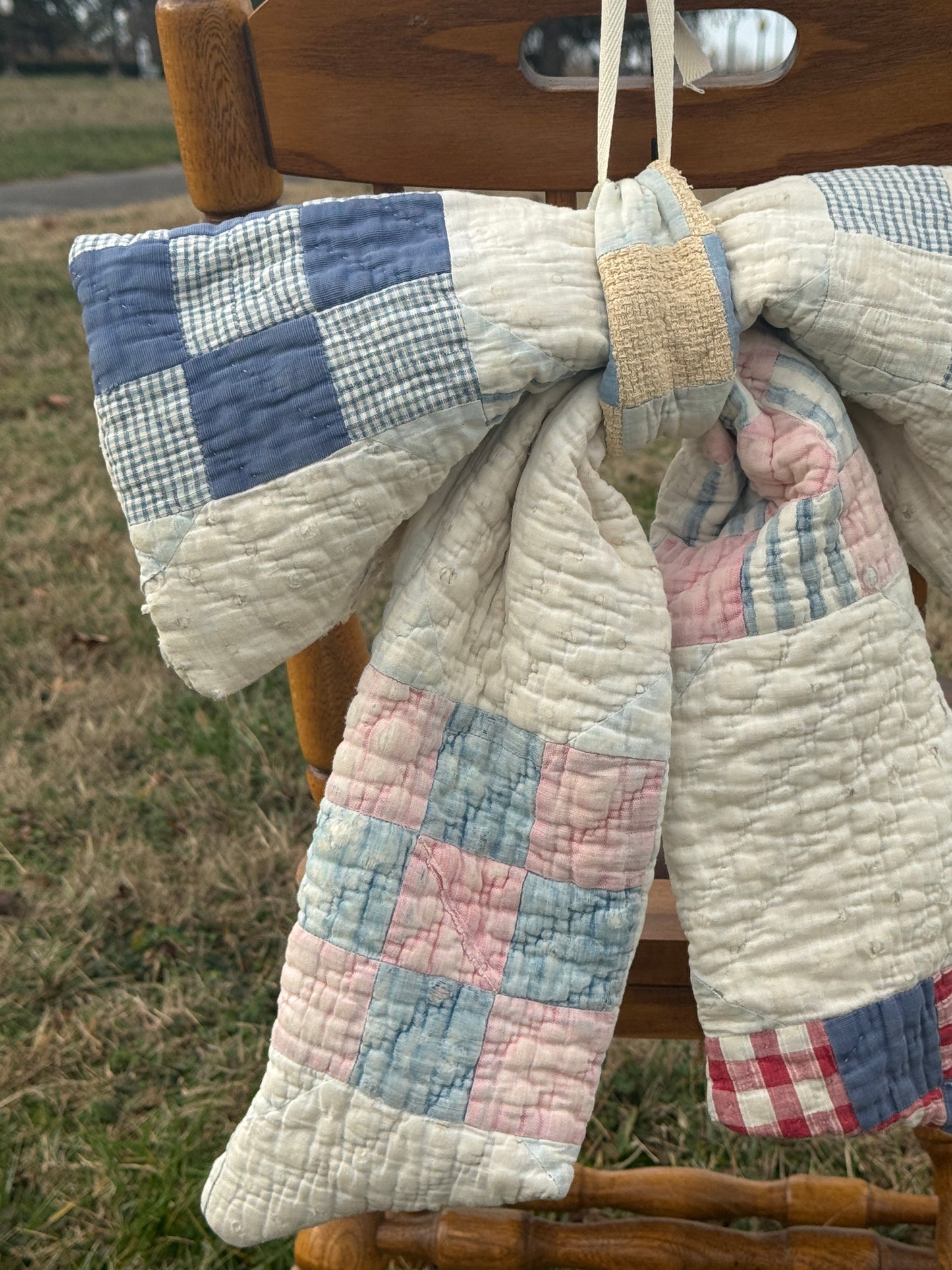 Vintage Nine Patch Quilt Bow