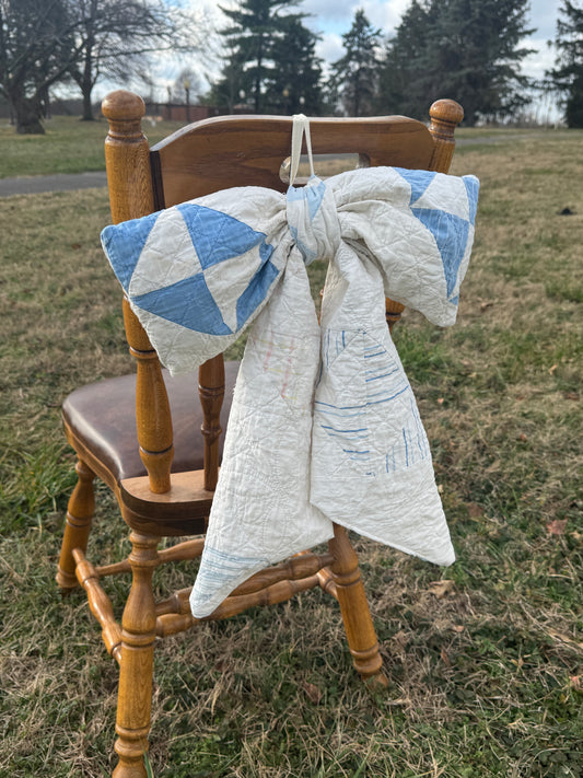 Vintage Blue + White Quilt Bow