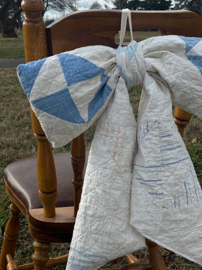 Vintage Blue + White Quilt Bow