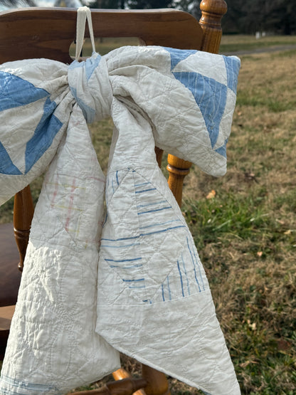 Vintage Blue + White Quilt Bow