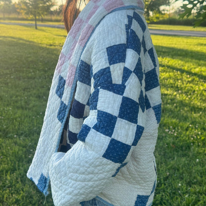 Blue/Pink Irish Chain Quilt Jacket