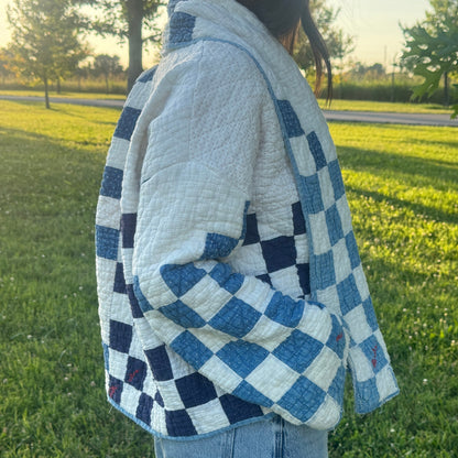 Blue/Pink Irish Chain Quilt Jacket