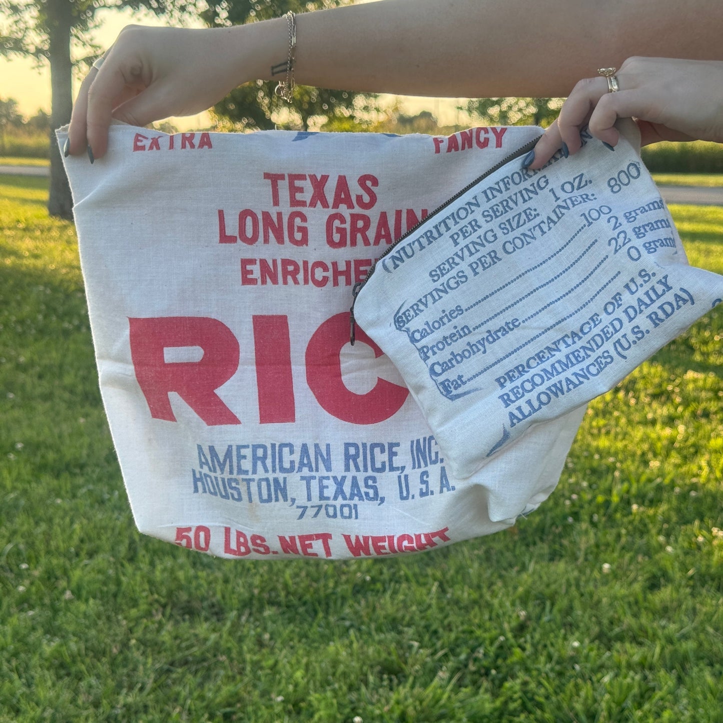 Vintage Feed Sack Tote/Pouch Set