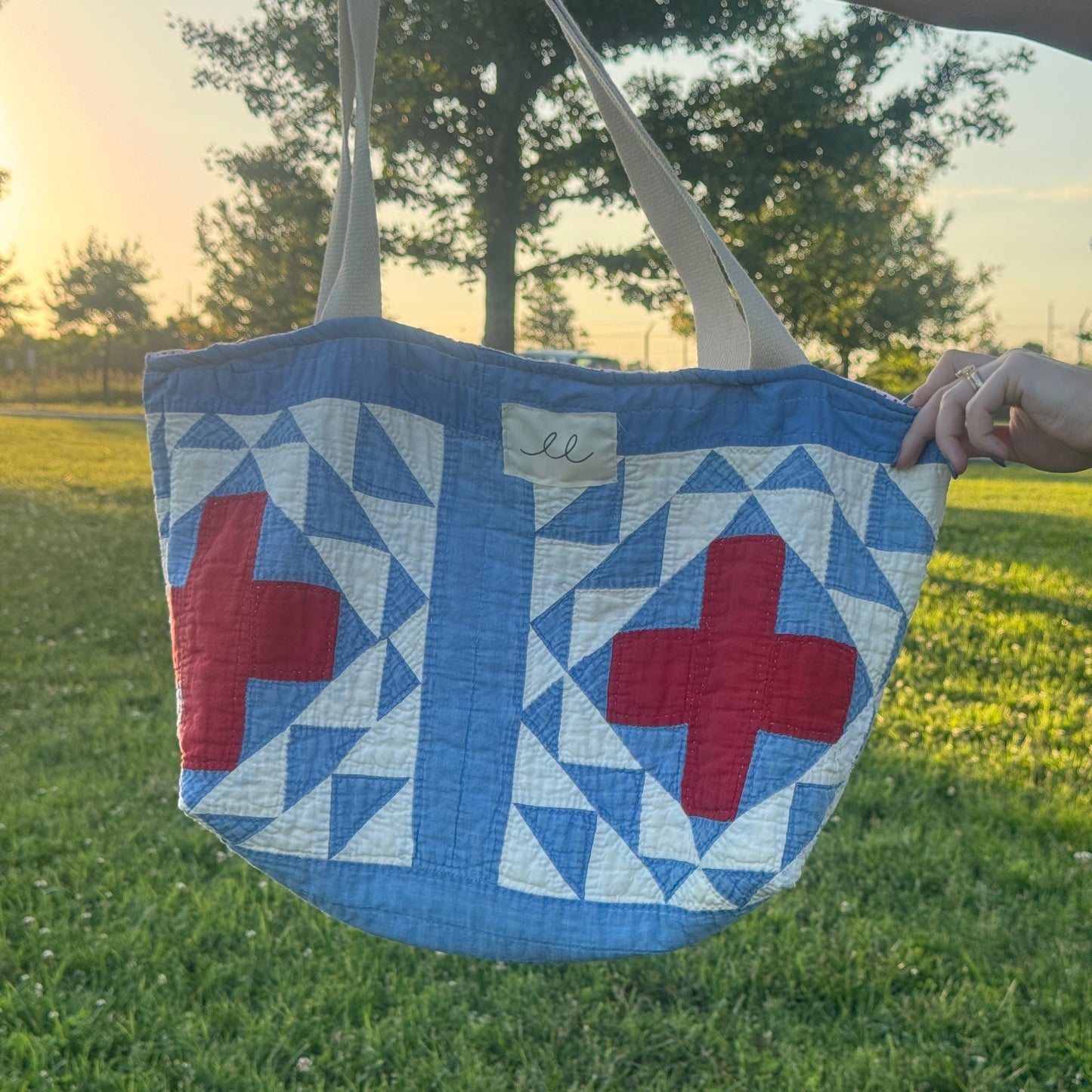 Red Cross Quilt Tote/Pouch Set