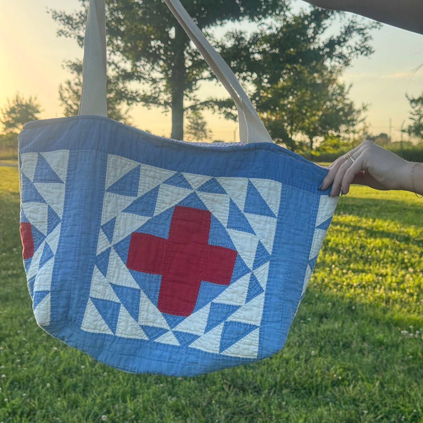 Red Cross Quilt Tote/Pouch Set