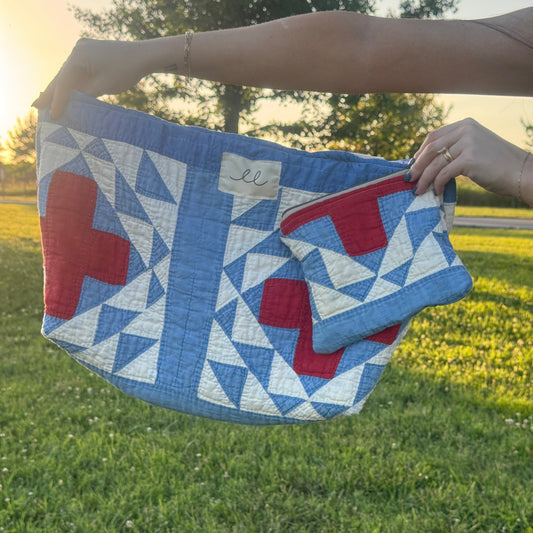 Red Cross Quilt Tote/Pouch Set