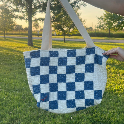 Blue Irish Chain Tote/Pouch Set