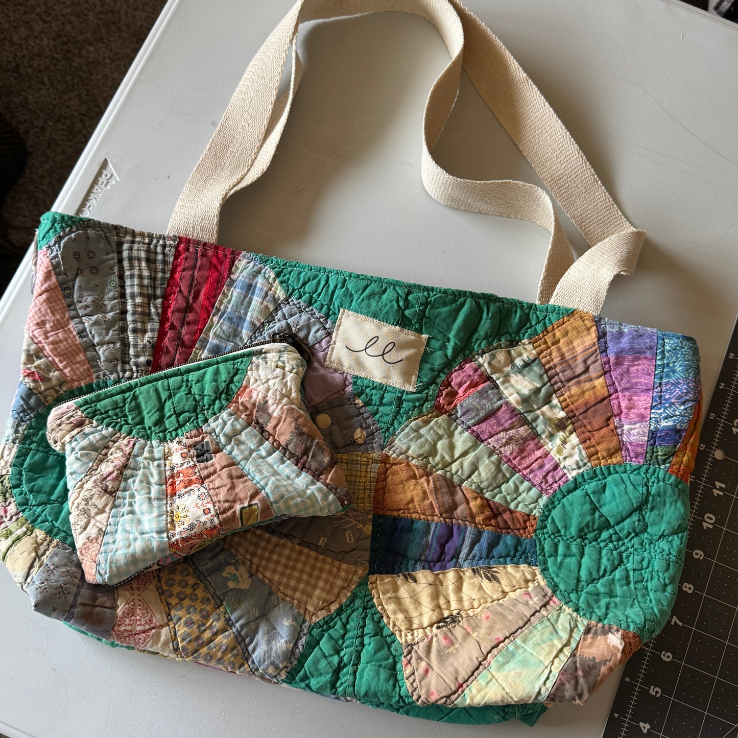 Green Dresden Plate Quilt Tote/Pouch Set