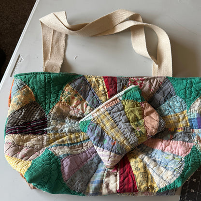 Green Dresden Plate Quilt Tote/Pouch Set