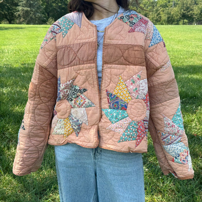 Terracotta Dresden Plate Quilt Coat