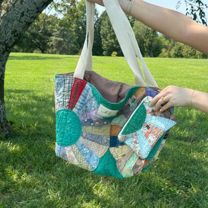 Green Dresden Plate Quilt Tote/Pouch Set