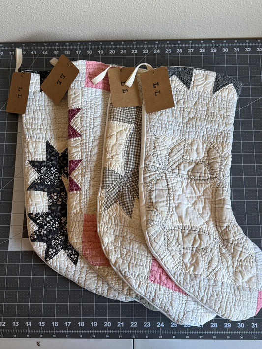 Antique Primitive Quilt Stocking