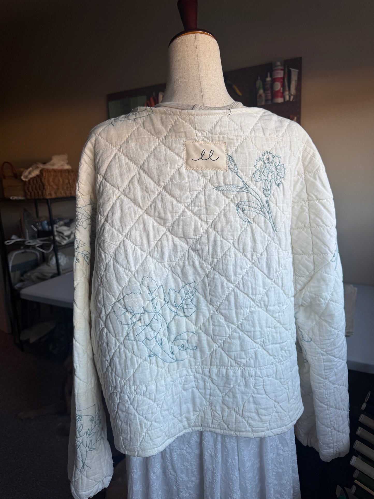 Bluework Embroidered Quilt Jacket