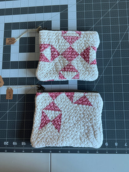 Red + White Quilt Zipper Pouch