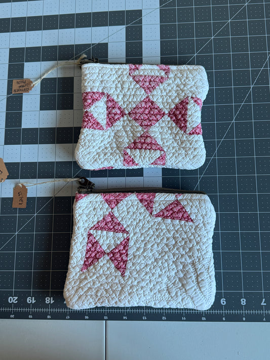 Red + White Quilt Zipper Pouch