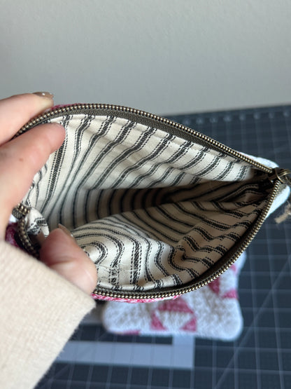 Red + White Quilt Zipper Pouch