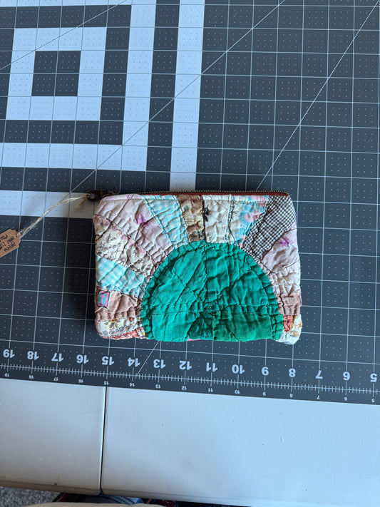 Green Fan Quilt Zipper Pouch
