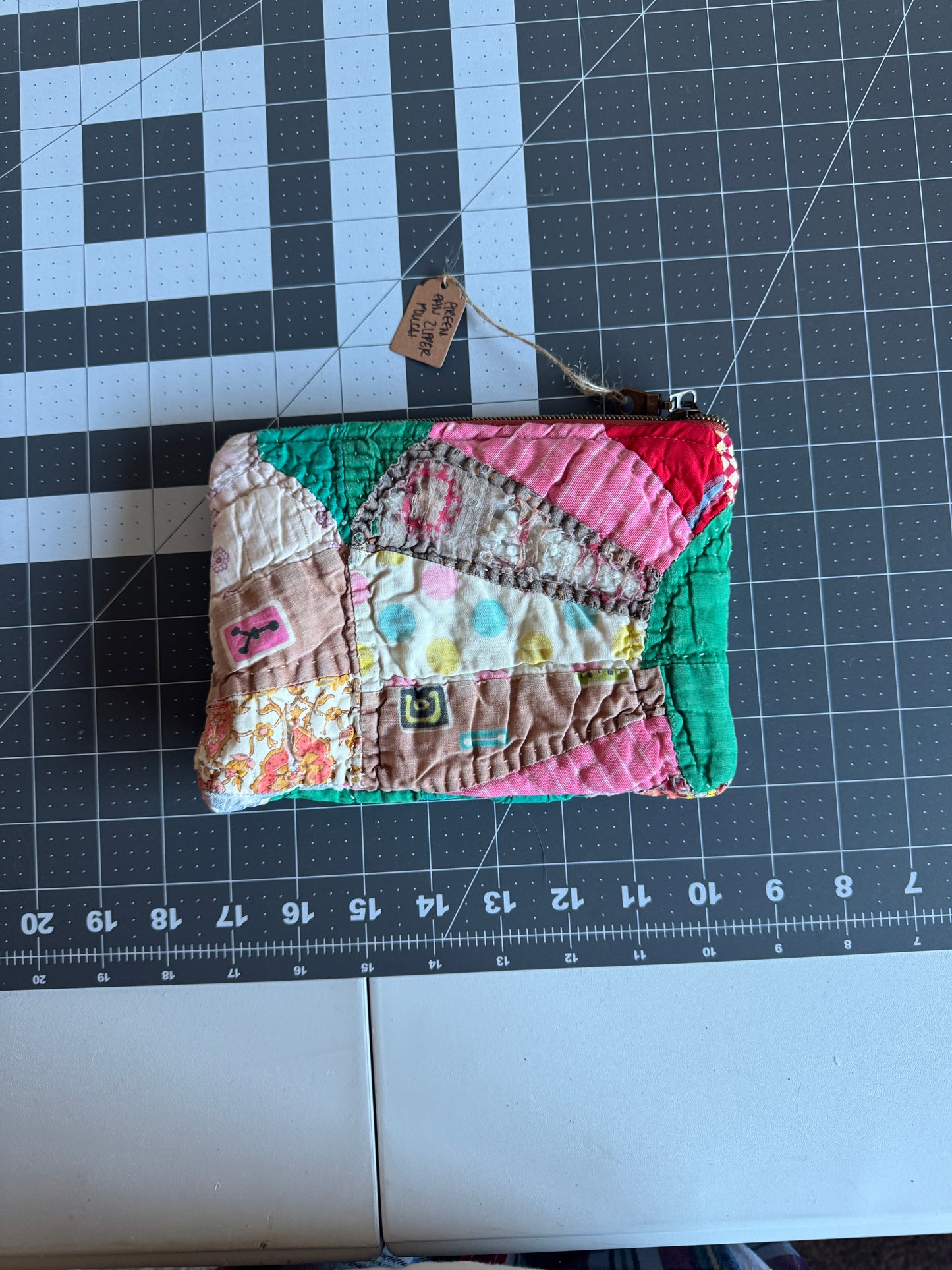 Green Fan Quilt Zipper Pouch