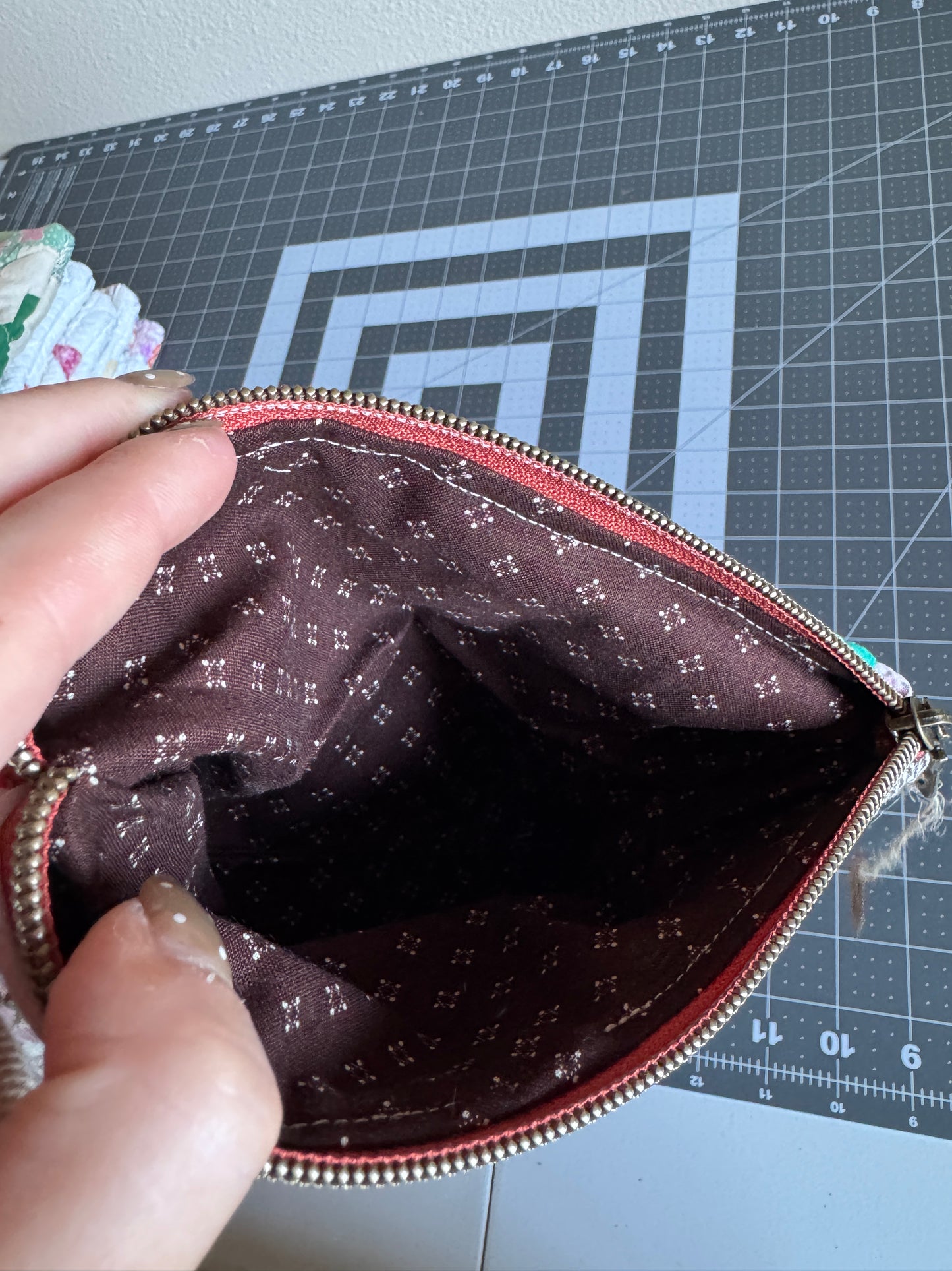 Green Fan Quilt Zipper Pouch