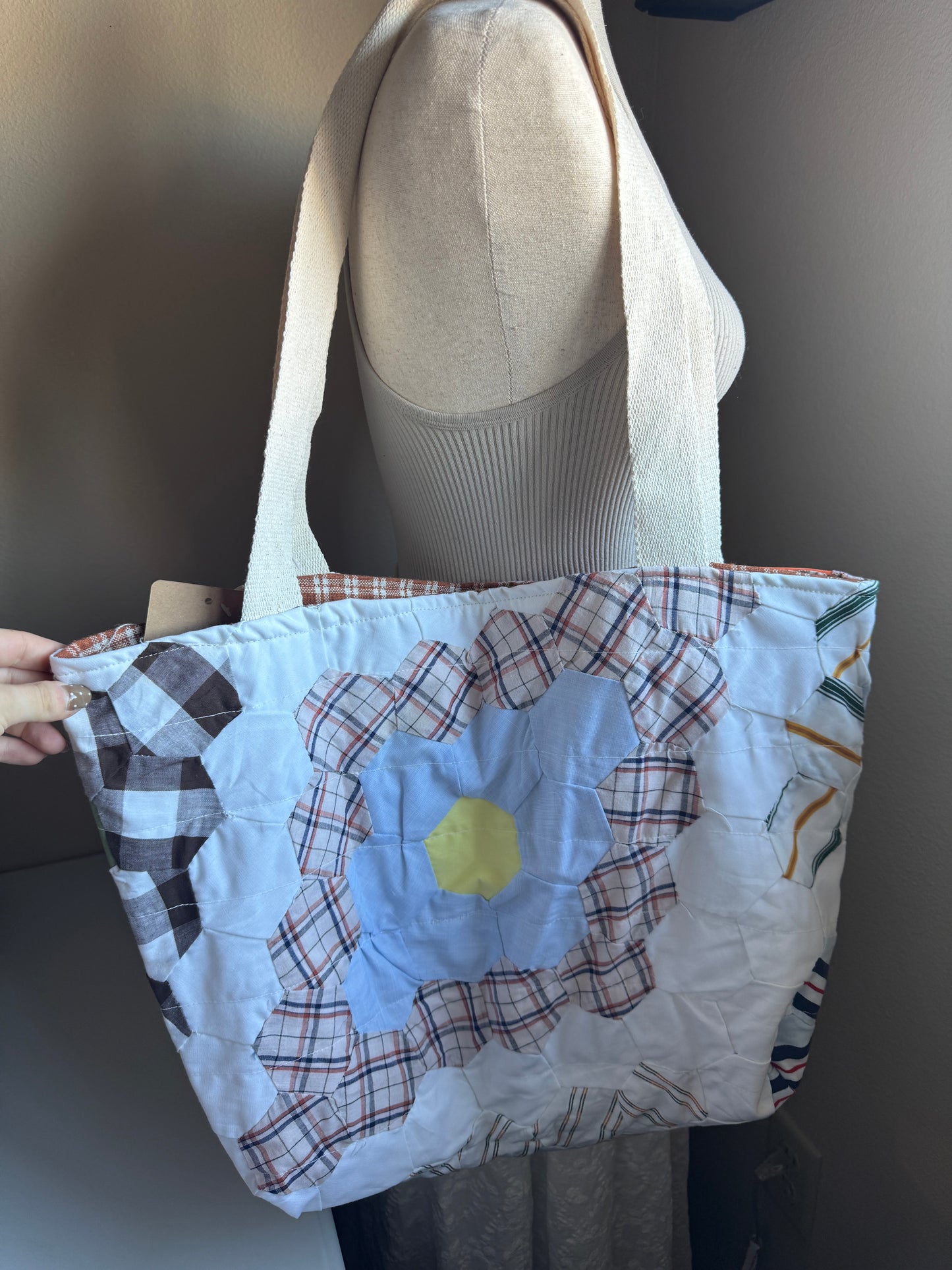 Grandmas Flower Garden Quilt Tote