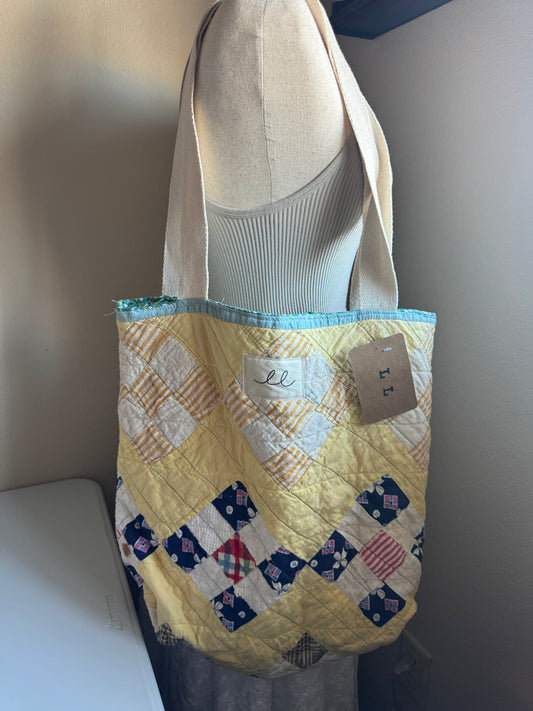 Yellow Patchwork Quilt Tote