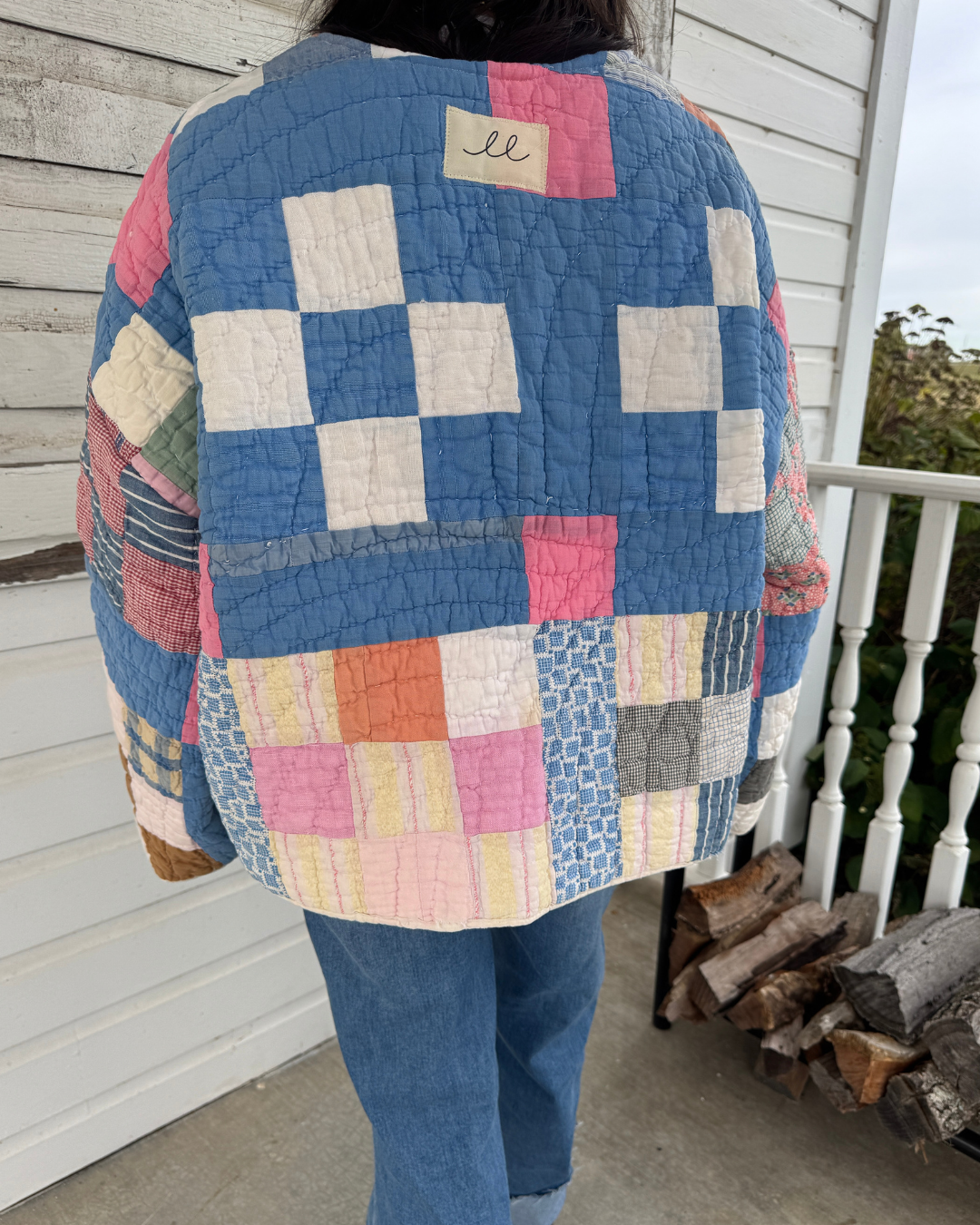 Blue Patchwork Quilt Coat