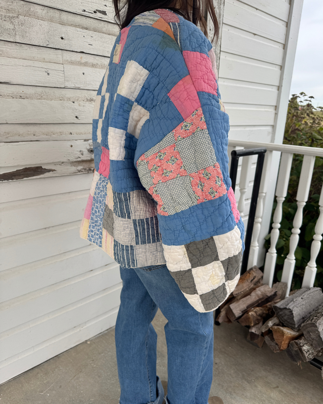 Blue Patchwork Quilt Coat