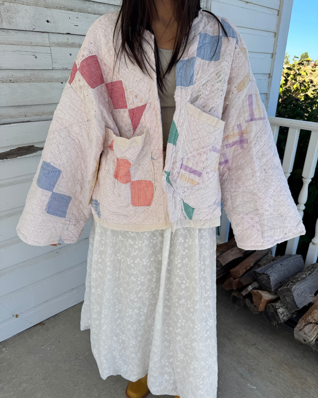 Scrappy Multicolor Patchwork Quilt Jacket