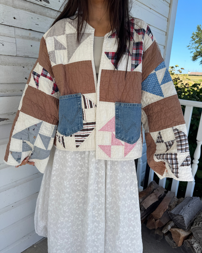 Brown Patchwork Quilt Jacket