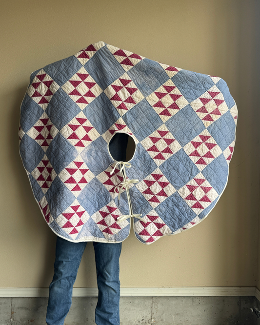 Dusty Blue/Burgundy Patchwork Quilt Tree Skirt