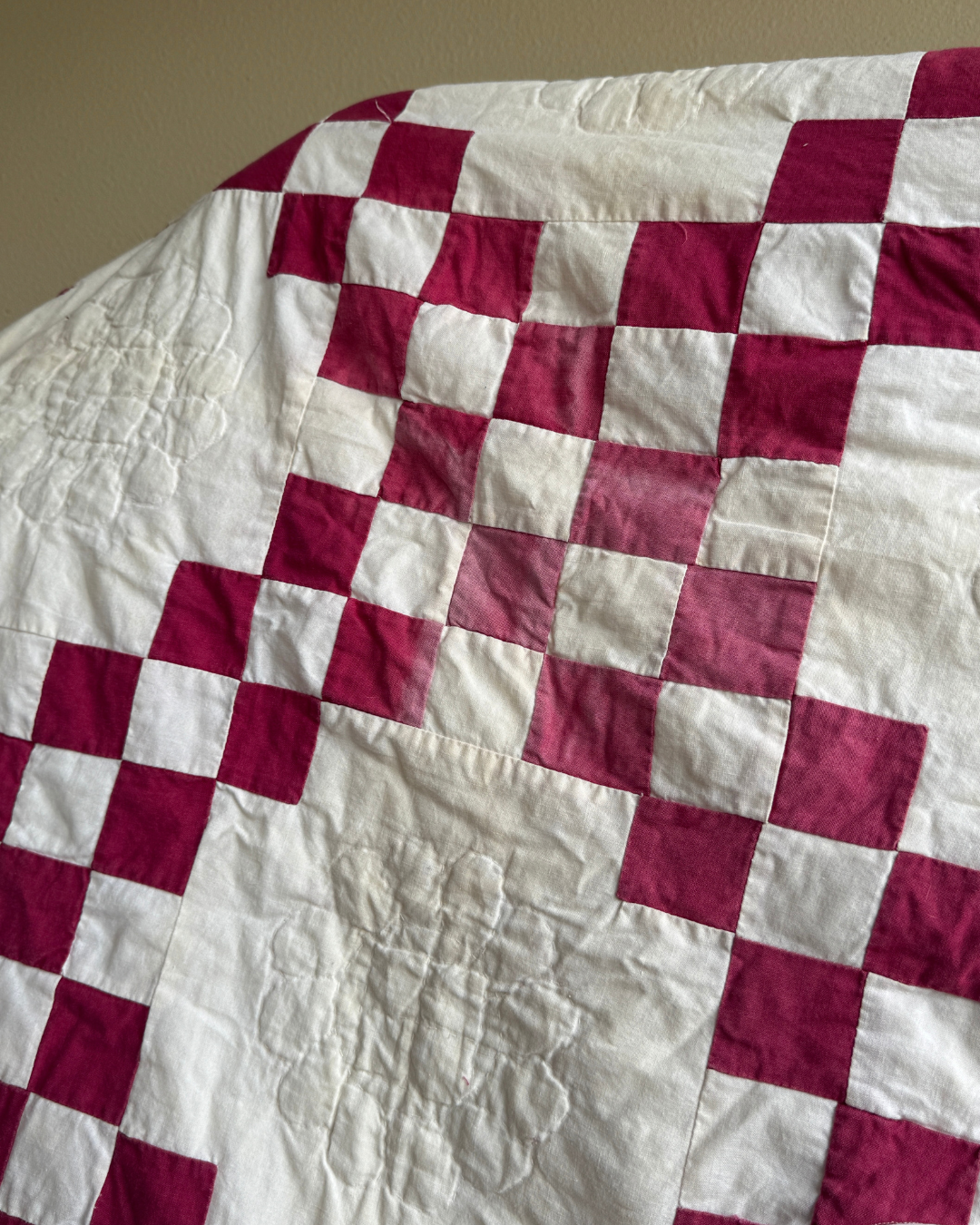 Burgundy Irish Chain Quilt Tree Skirt