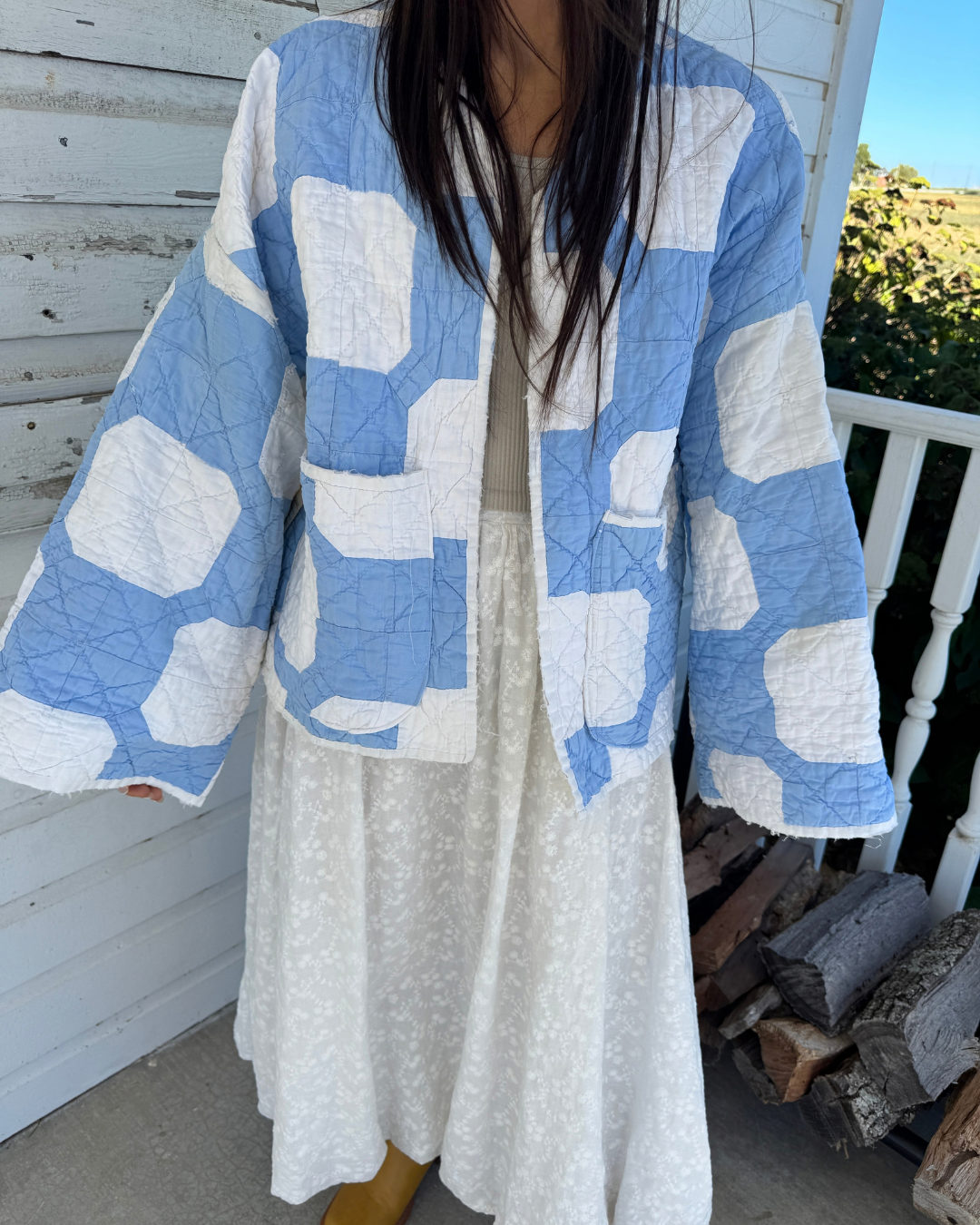 Baby Blue Snowball Quilt Jacket
