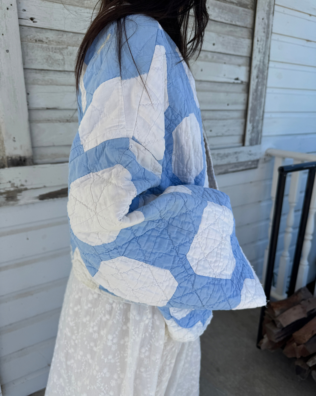 Baby Blue Snowball Quilt Jacket