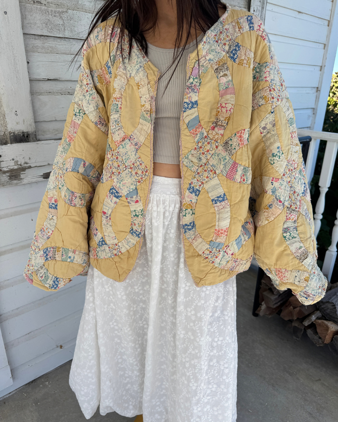 Yellow Wedding Ring Quilt Jacket
